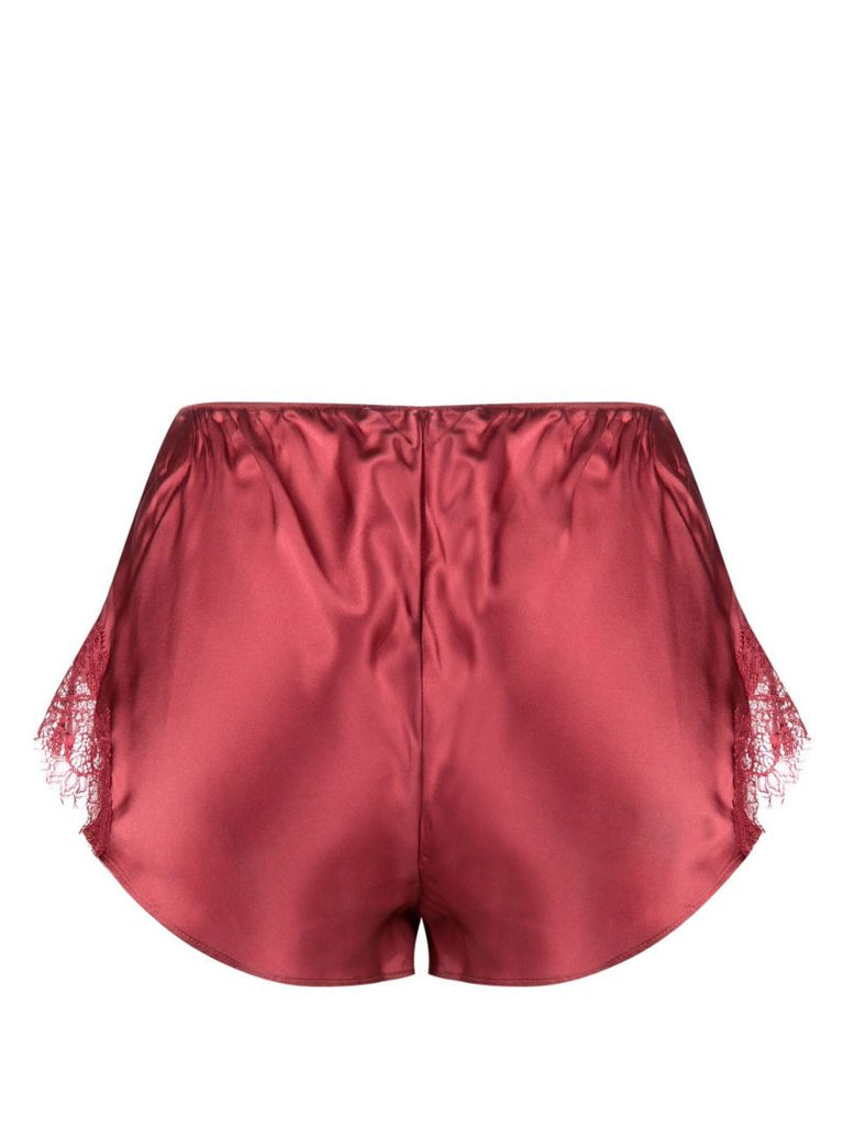 Pink Scarlett Lace-trim Silk Shorts