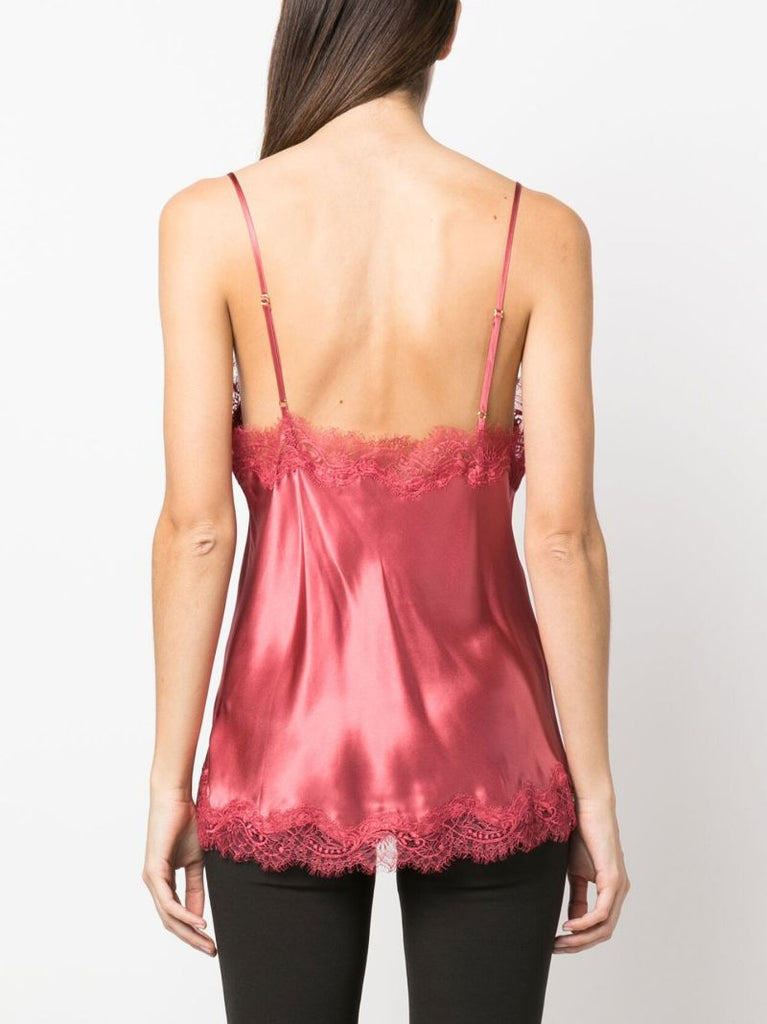 Pink Scarlett Lace-trim Silk Camisole Top