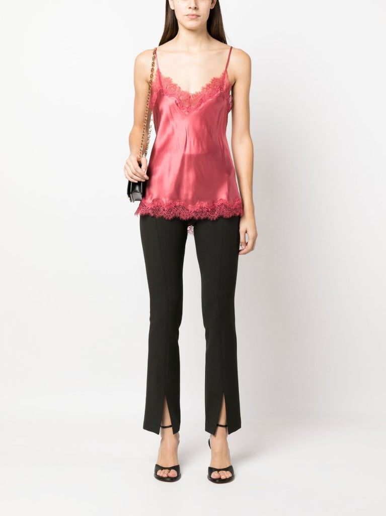 Pink Scarlett Lace-trim Silk Camisole Top