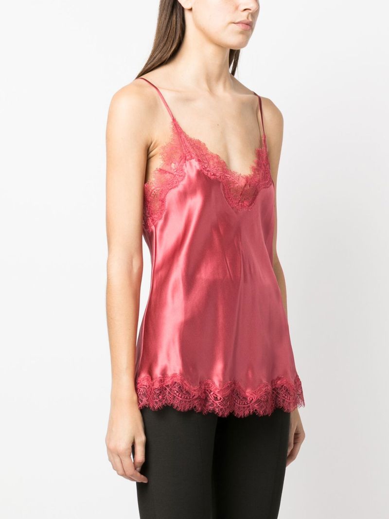Pink Scarlett Lace-trim Silk Camisole Top