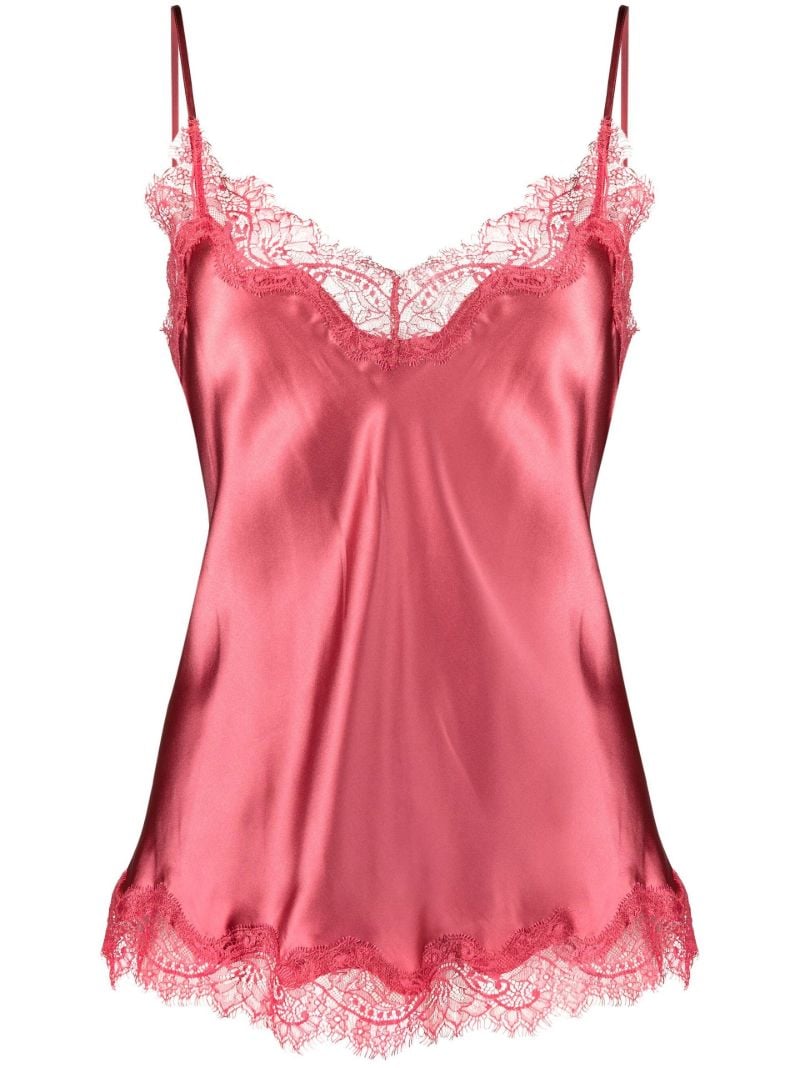 Pink Scarlett Lace-trim Silk Camisole Top