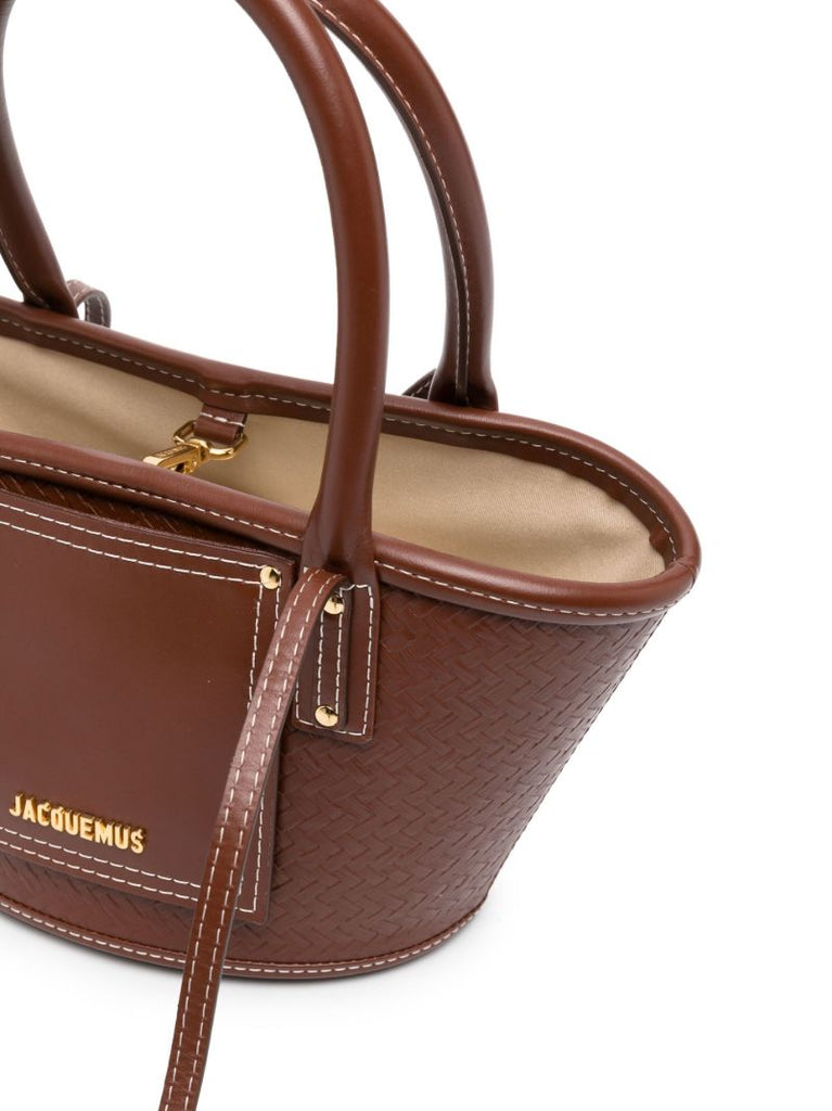 Brown Le Petit Panier Leather Top Handle Bag