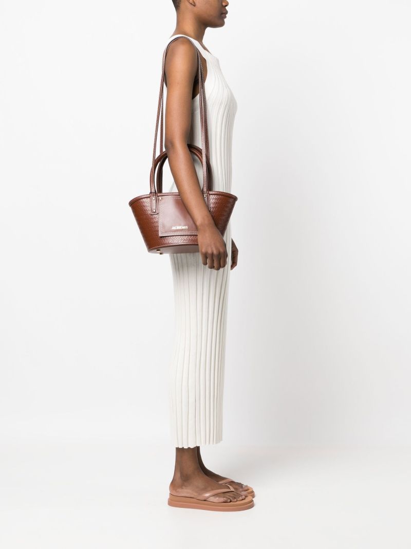 Brown Le Petit Panier Leather Top Handle Bag