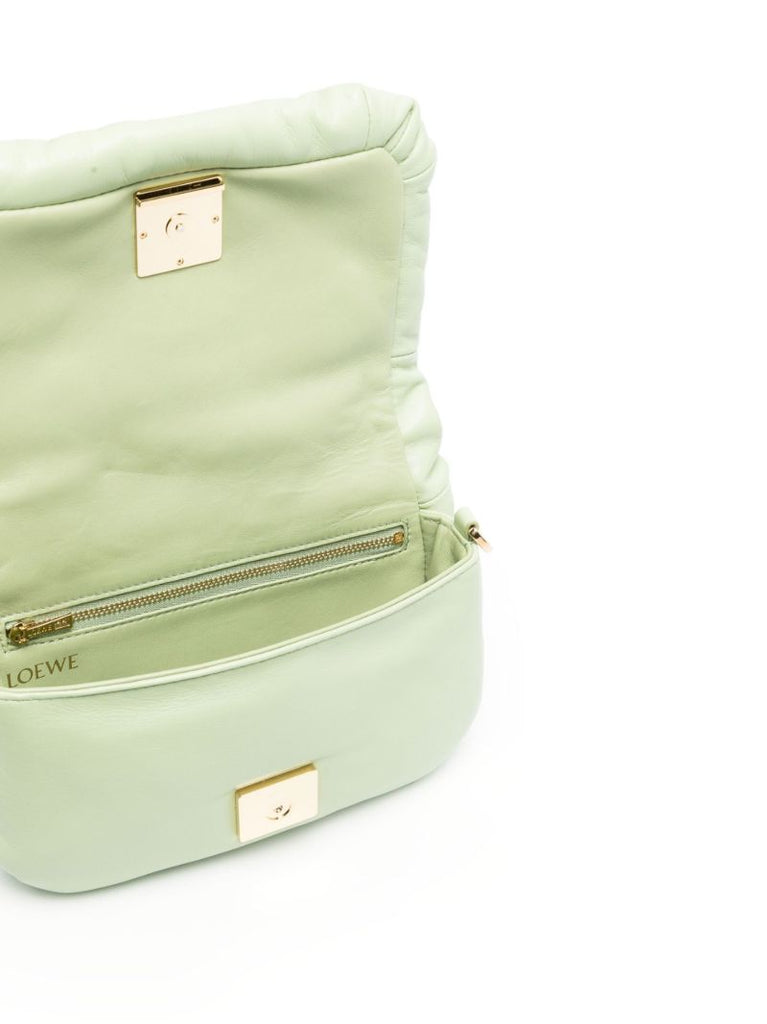 Green Goya Mini Puffer Leather Cross Body Bag
