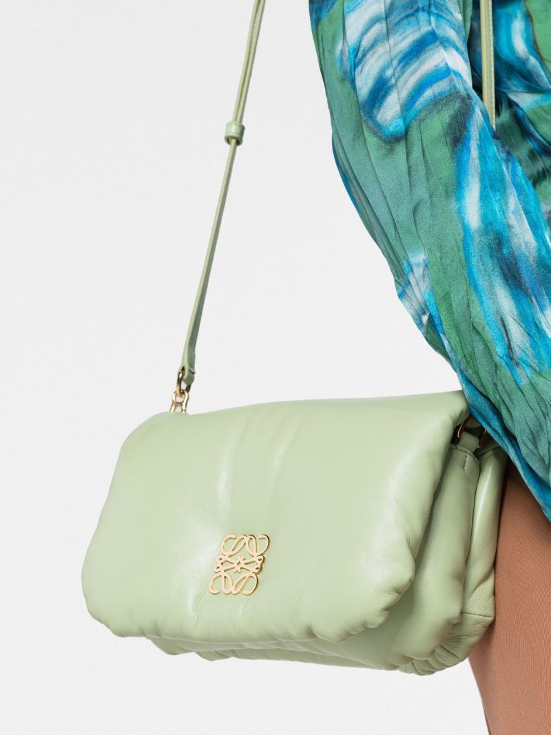 Green Goya Mini Puffer Leather Cross Body Bag