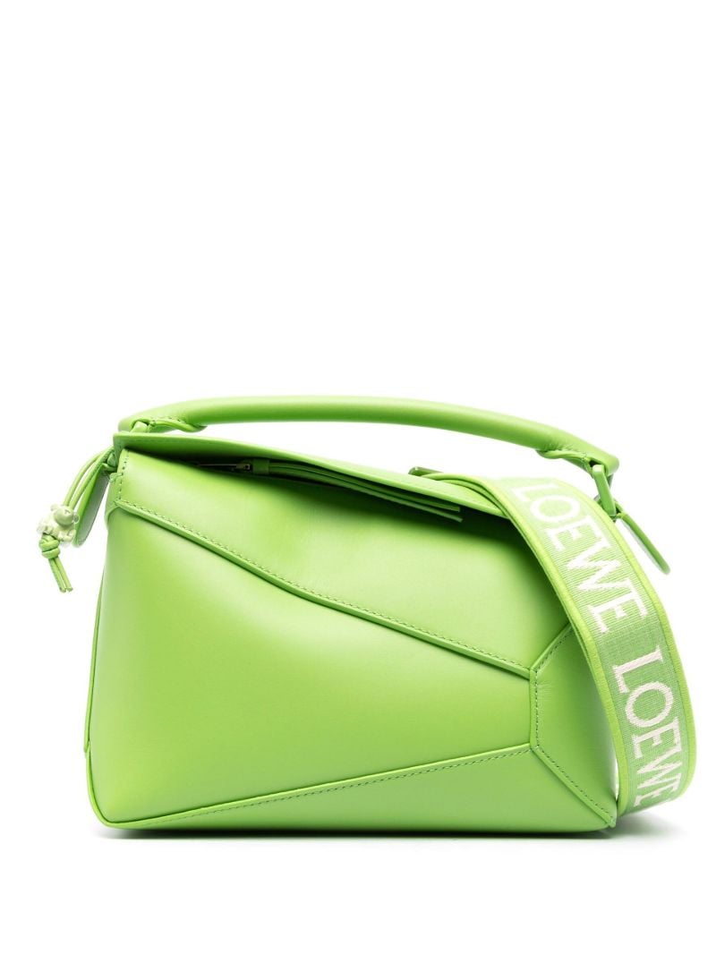 Green Puzzle Edge Small Leather Cross Body Bag