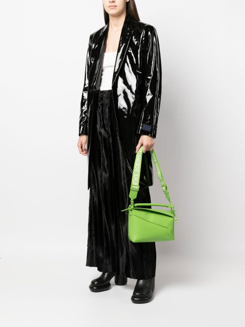Green Puzzle Edge Small Leather Cross Body Bag