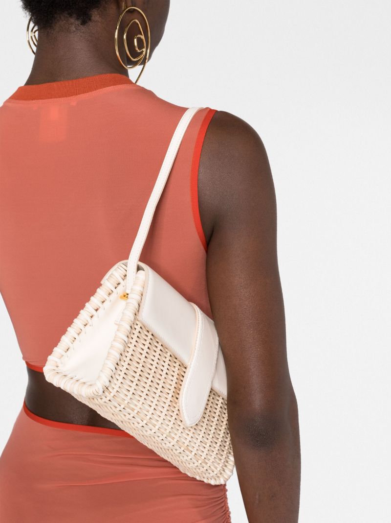 Neutral Le Bambino Wicker Shoulder Bag