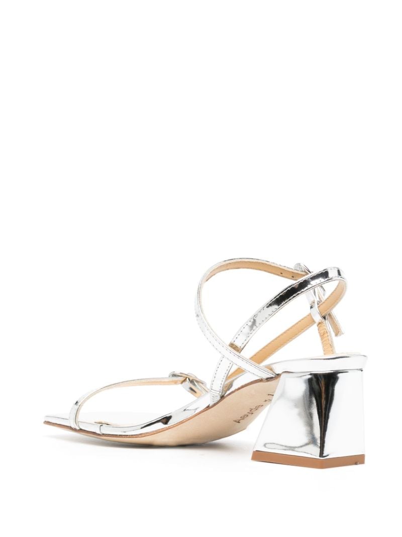 Silver-tone Greta 55 Metallic Leather Sandals
