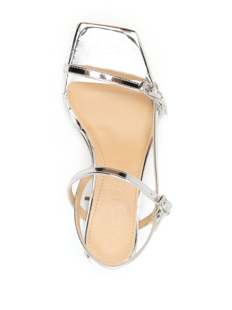 Silver-tone Greta 55 Metallic Leather Sandals