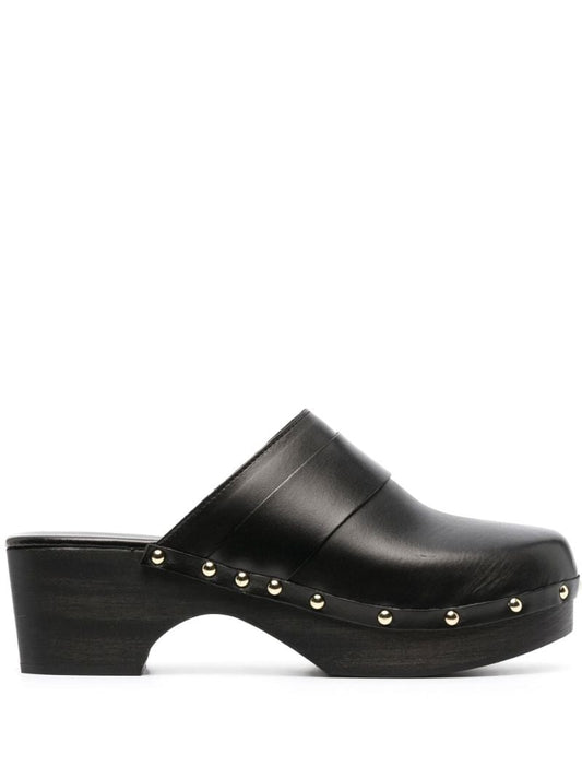 Black Bibi Leather Clogs