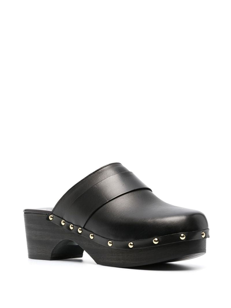 Black Bibi Leather Clogs