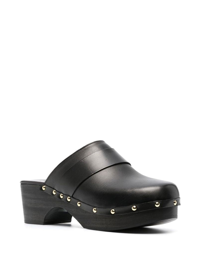 Black Bibi Leather Clogs