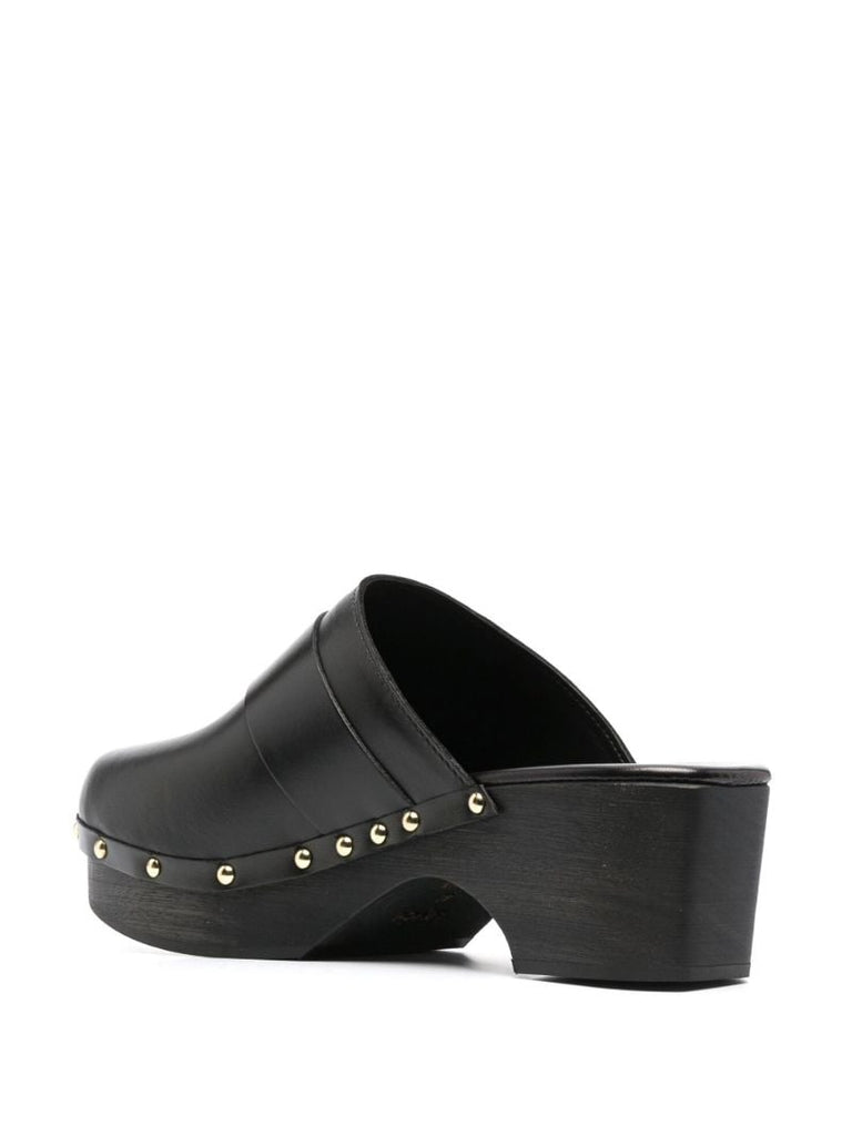 Black Bibi Leather Clogs
