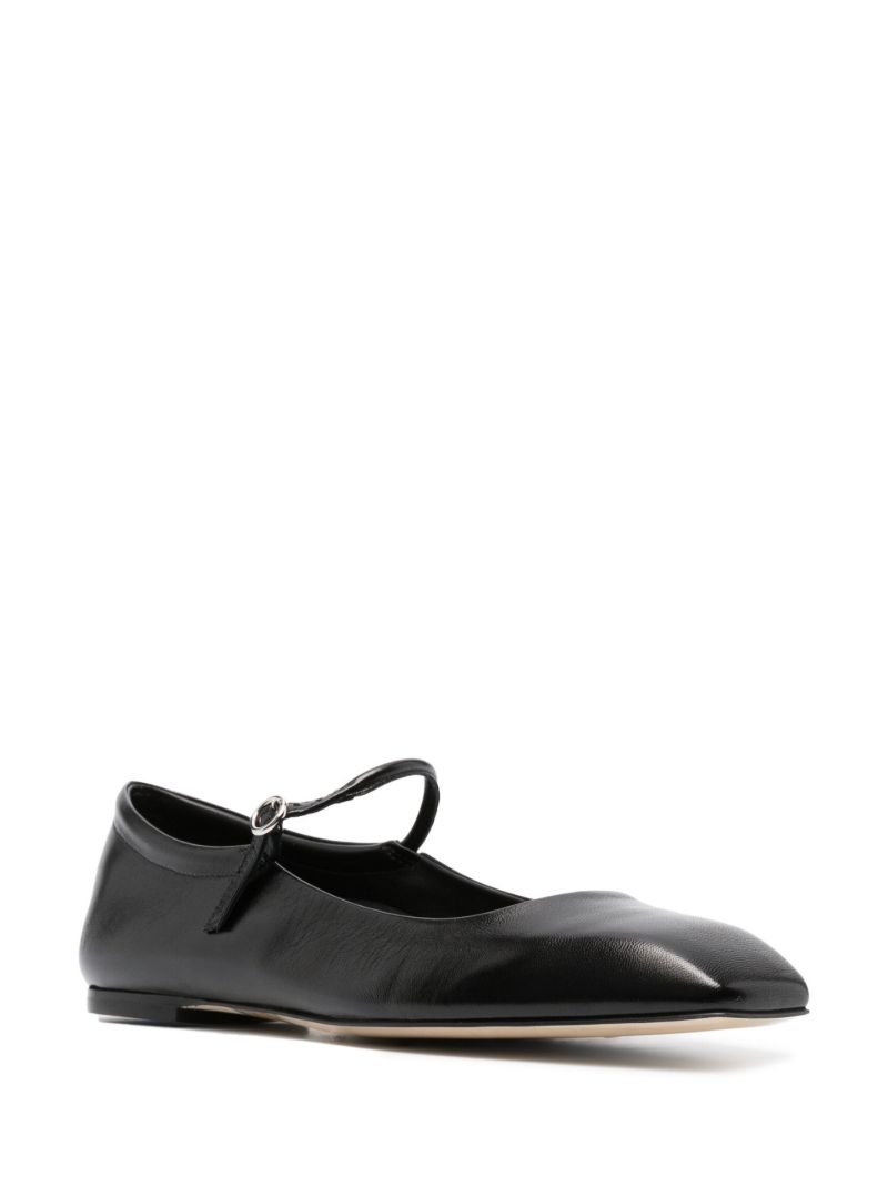 Black Mary Jane Leather Ballet Pumps
