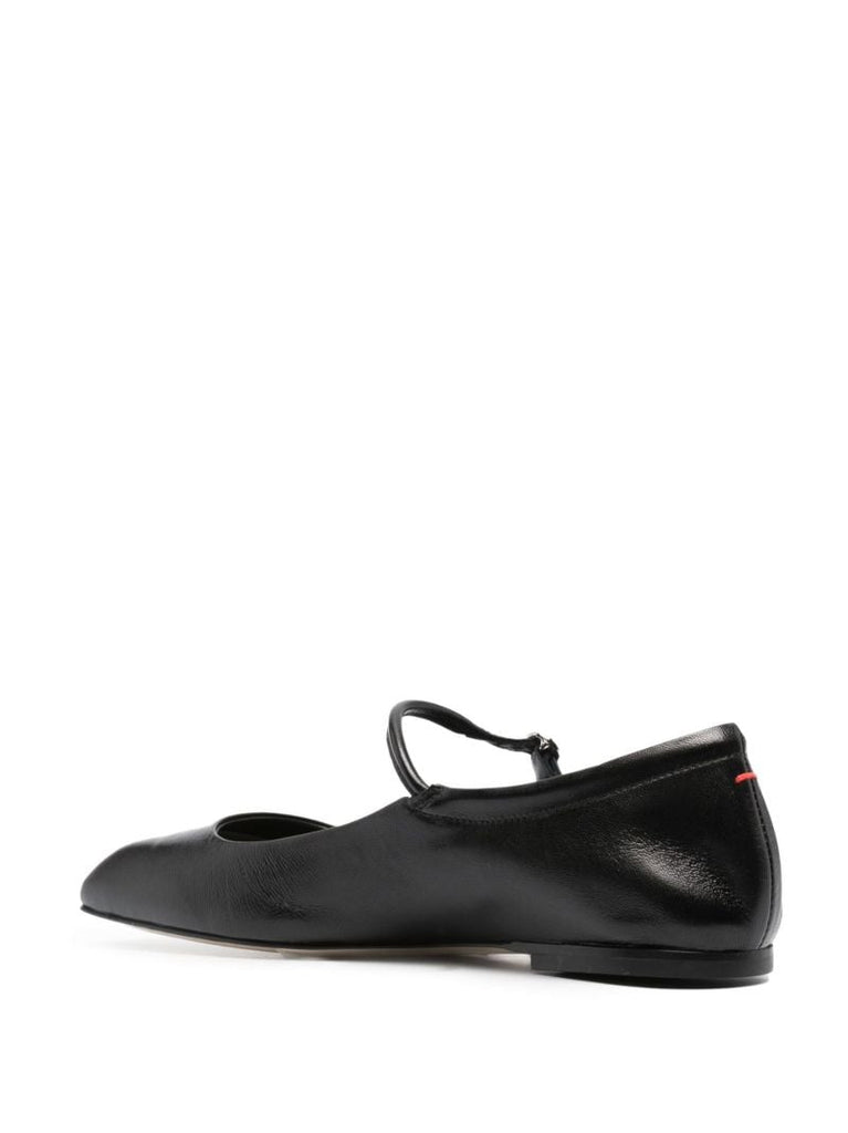 Black Mary Jane Leather Ballet Pumps