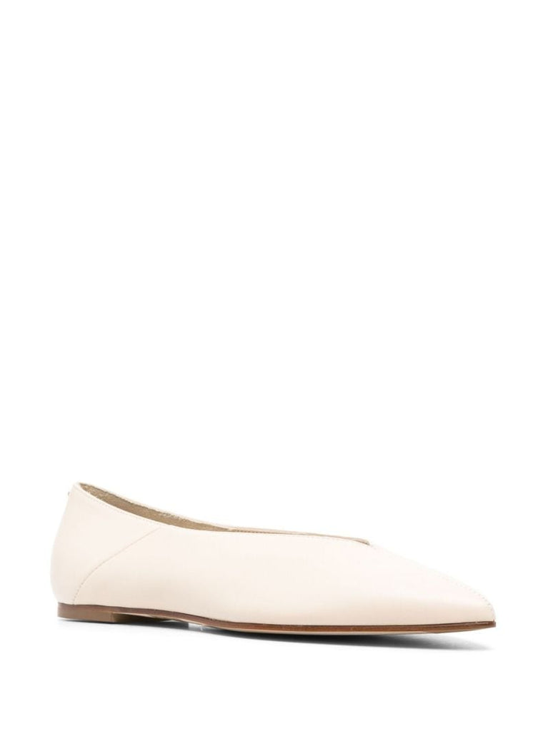 Neutral Moa Leather Ballerina Shoes