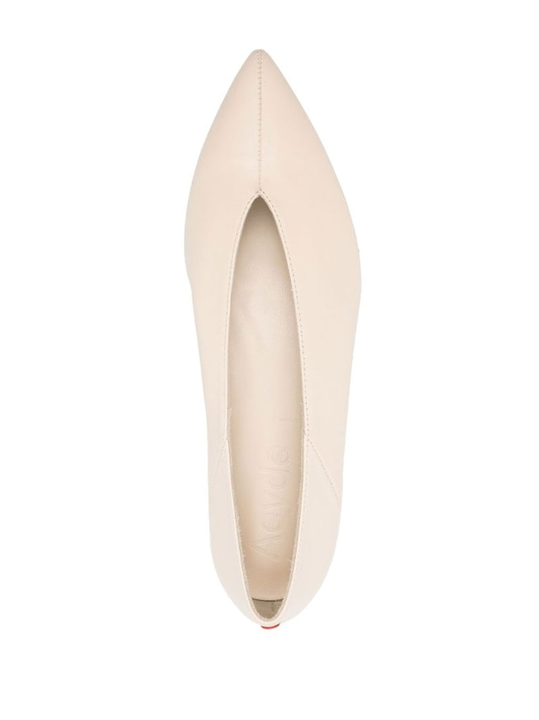 Neutral Moa Leather Ballerina Shoes