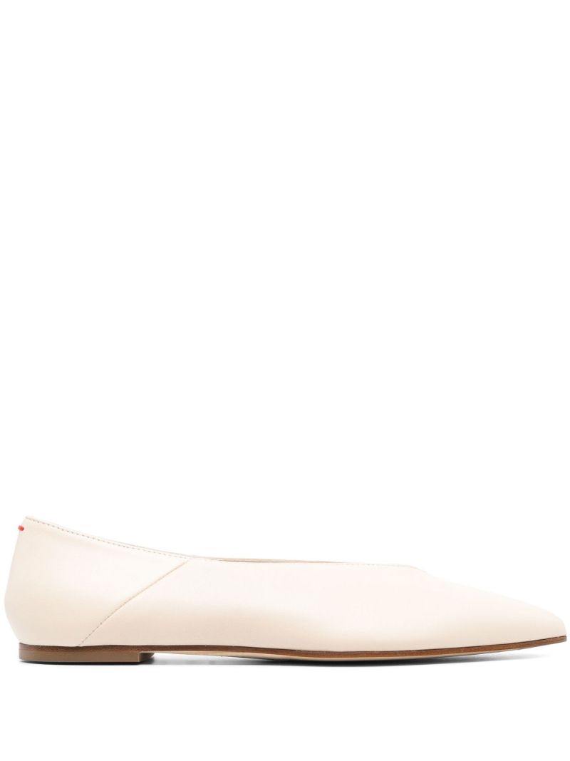 Neutral Moa Leather Ballerina Shoes