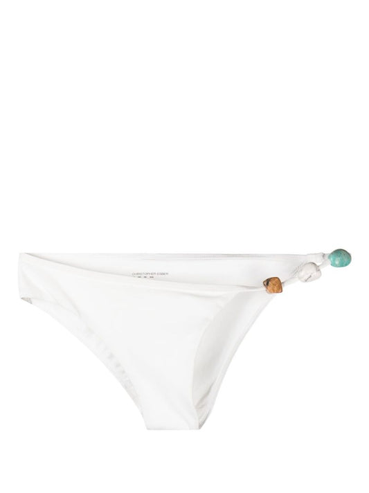 White Crystal Strap Bikini Bottoms