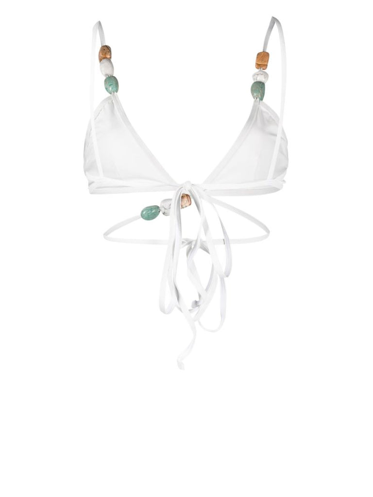 White Crystal Detailed Bikini Top