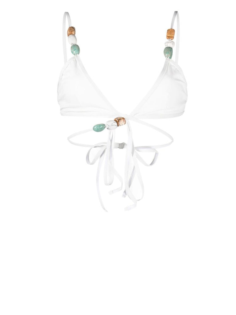 White Crystal Detailed Bikini Top