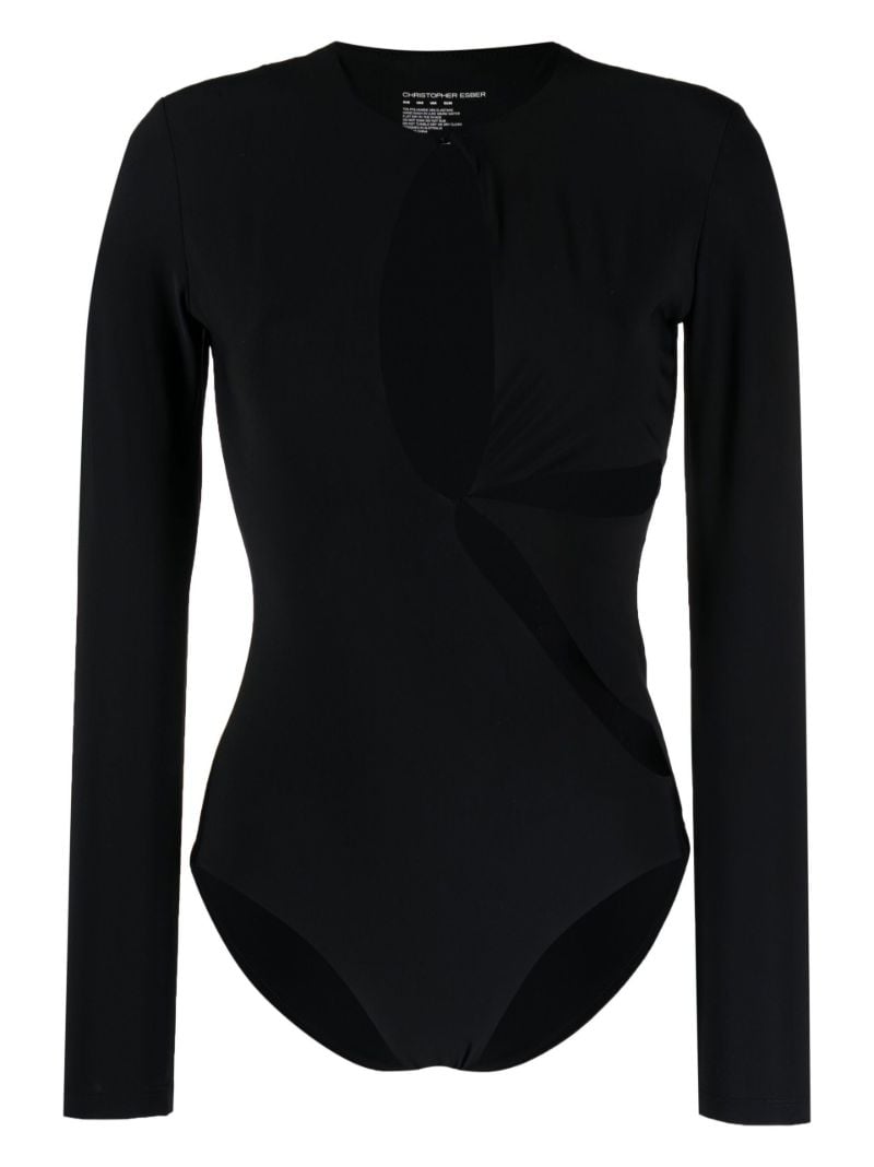 Black Long-sleeve One-piece Swimsuit