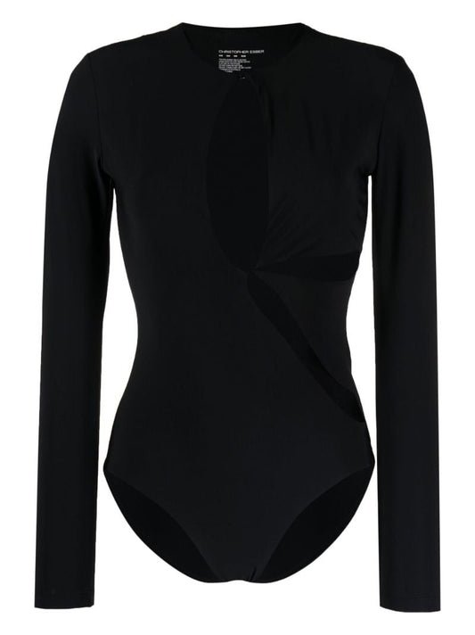 Black Long-sleeve One-piece Swimsuit