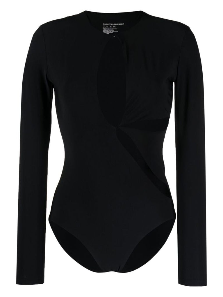 Black Long-sleeve One-piece Swimsuit