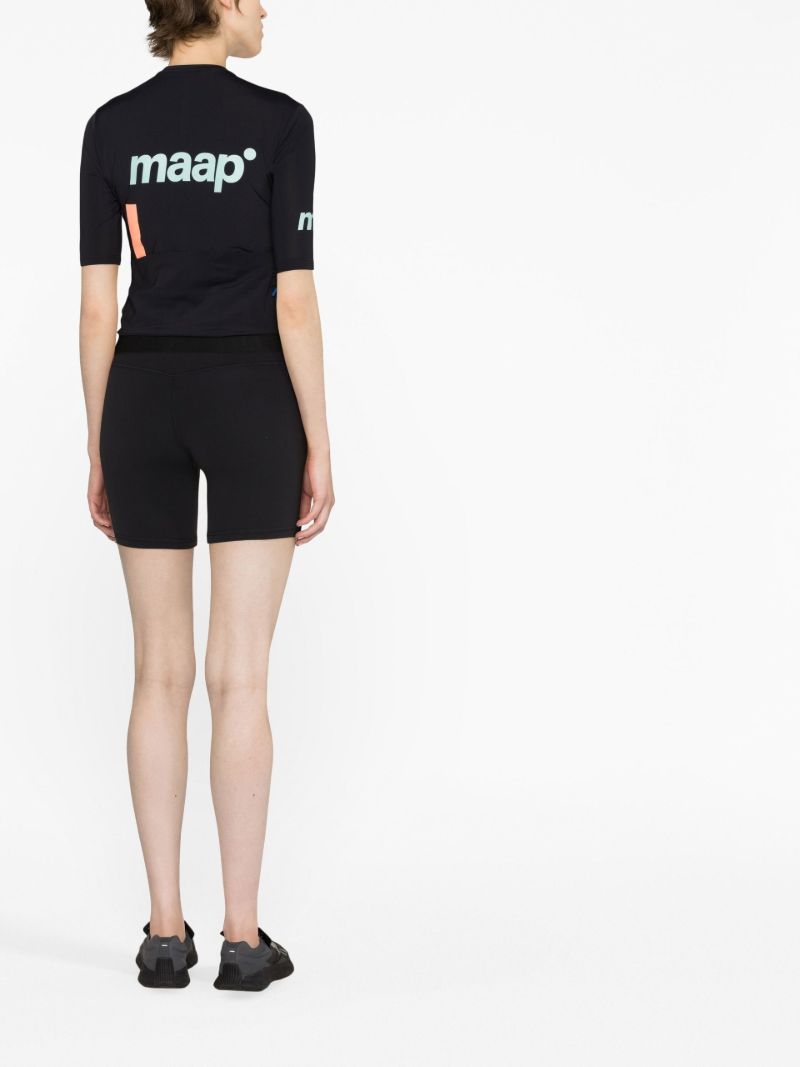 Black Logo Print Zip-up Cycling Top