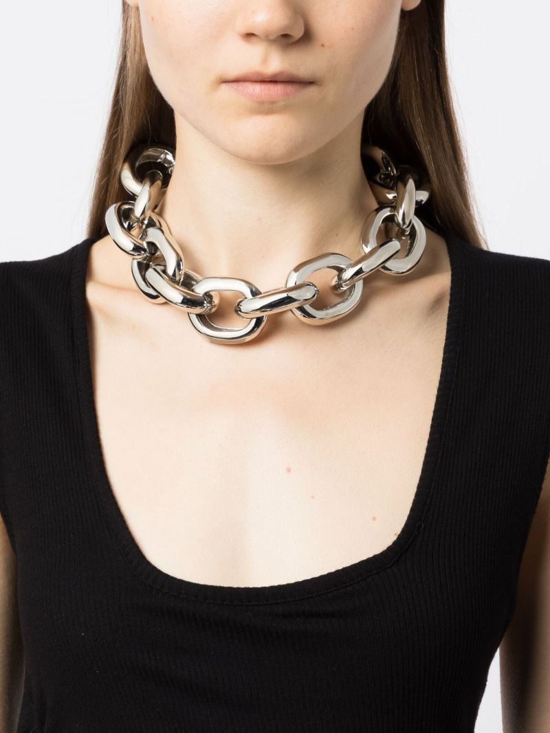 Silver-tone Oval Link Necklace