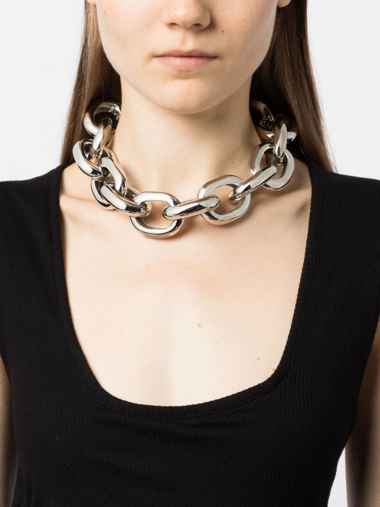 Silver-tone Oval Link Necklace