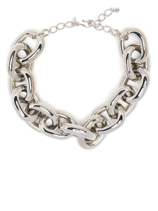 Silver-tone Oval Link Necklace