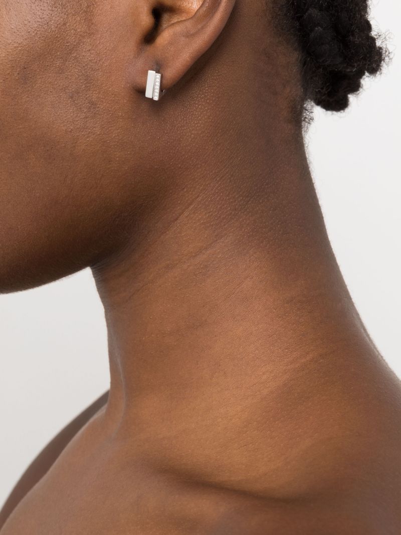 Sterling Silver Step Clear Crystal Hoop Earrings