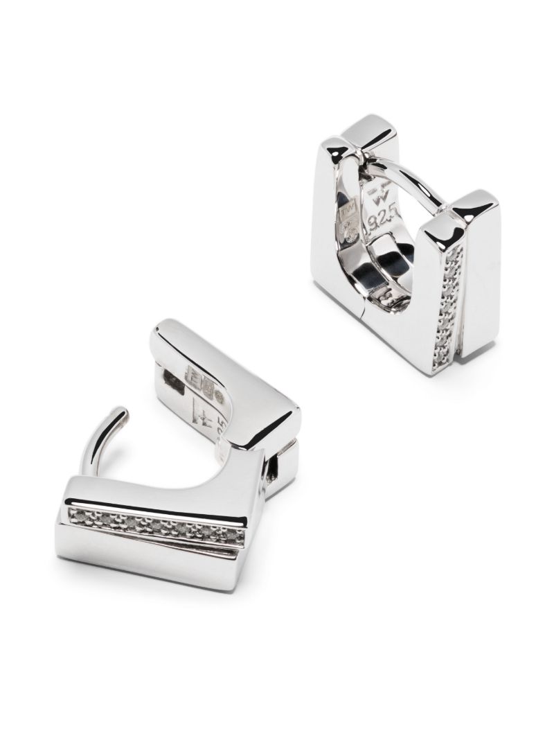 Sterling Silver Step Clear Crystal Hoop Earrings