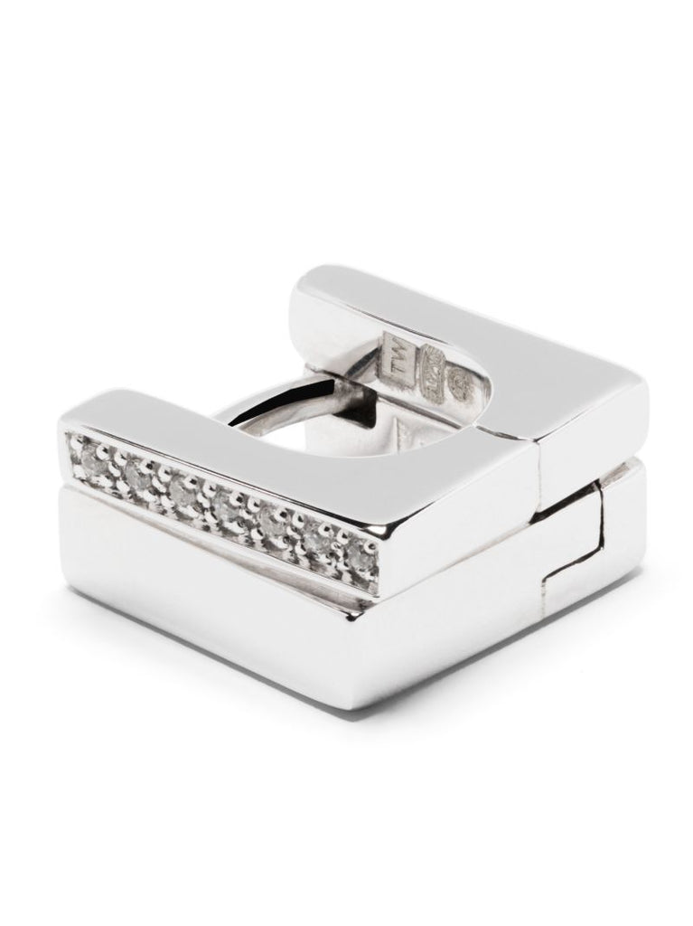 Sterling Silver Step Clear Crystal Hoop Earrings