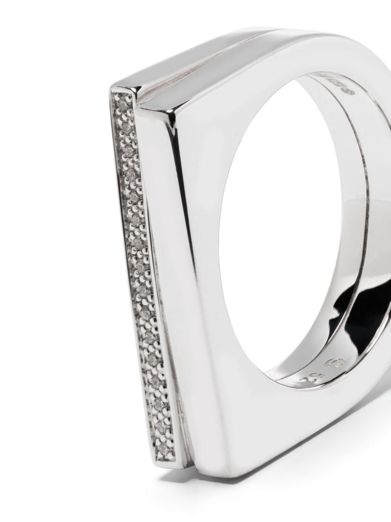 Sterling Silver Step Clear Crystal Ring