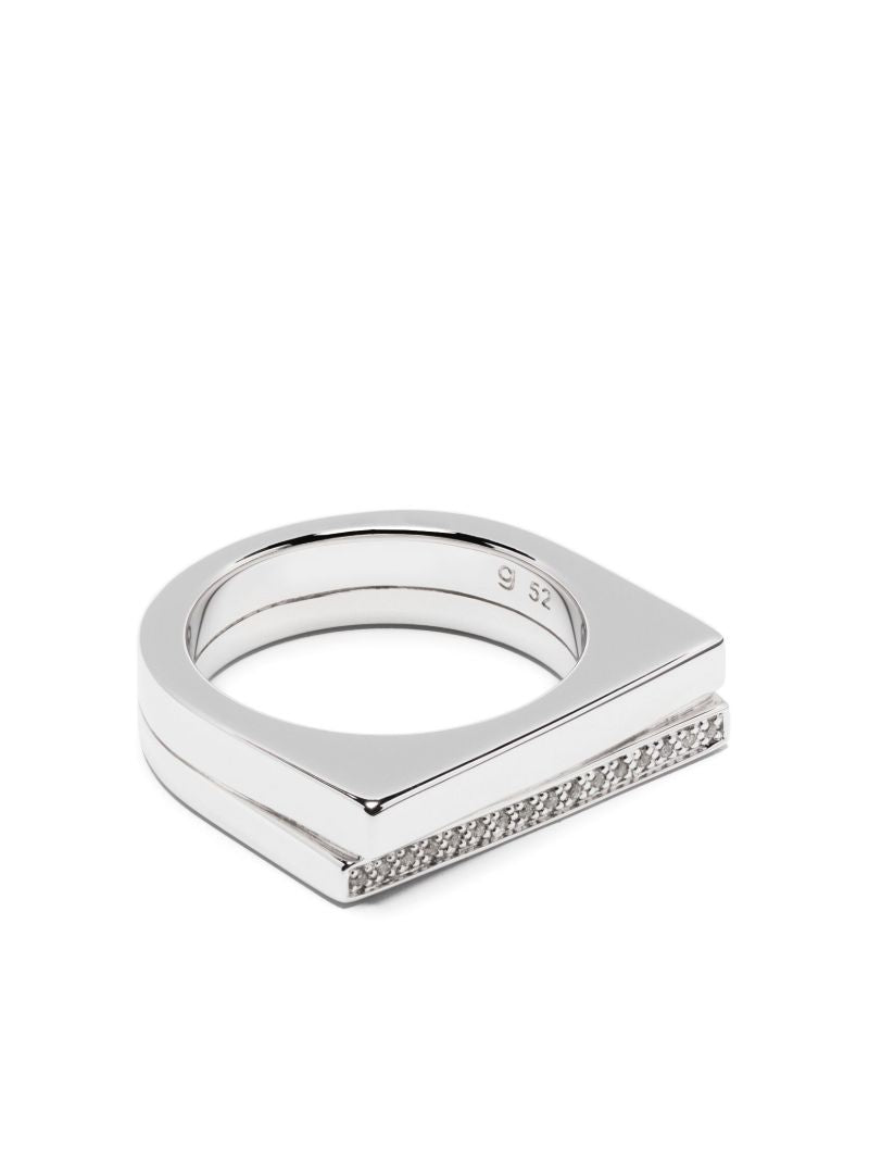Sterling Silver Step Clear Crystal Ring