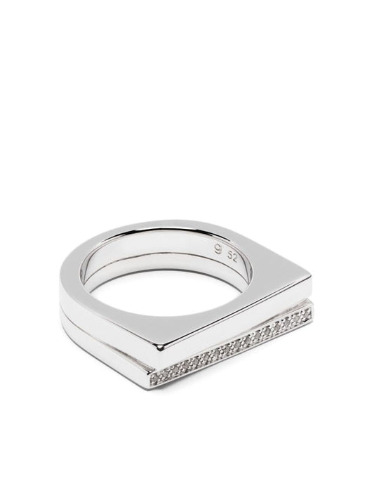 Sterling Silver Step Clear Crystal Ring
