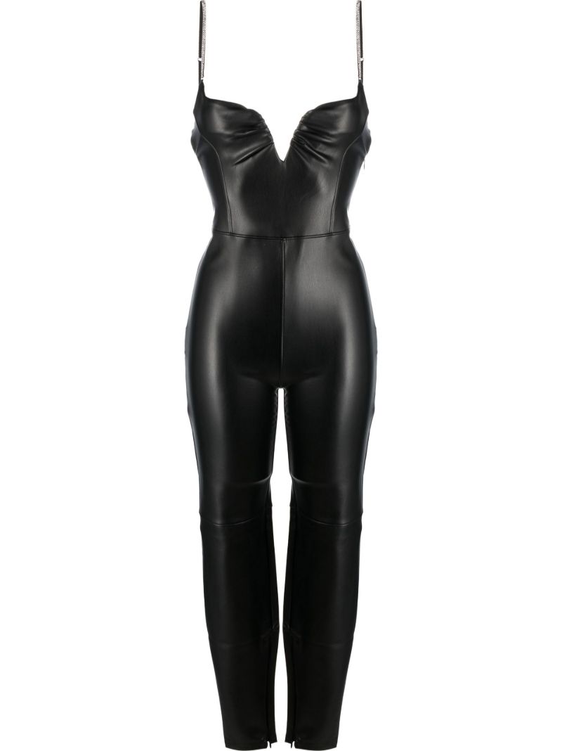 Black Zander Faux-leather Jumpsuit