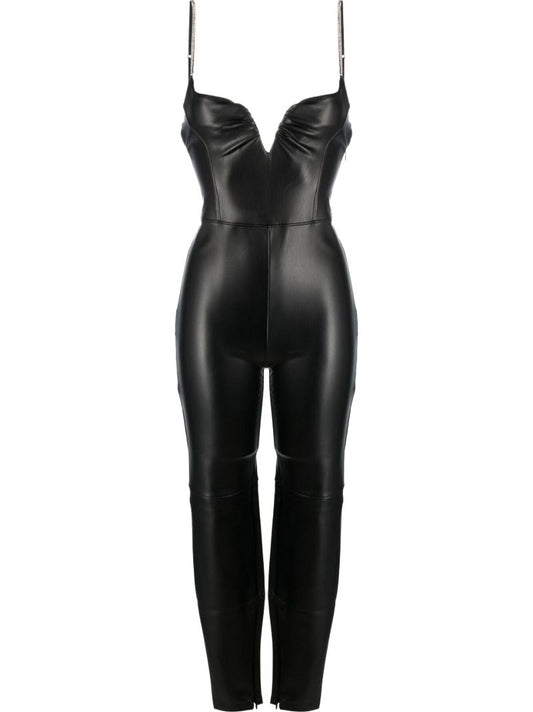 Black Zander Faux-leather Jumpsuit