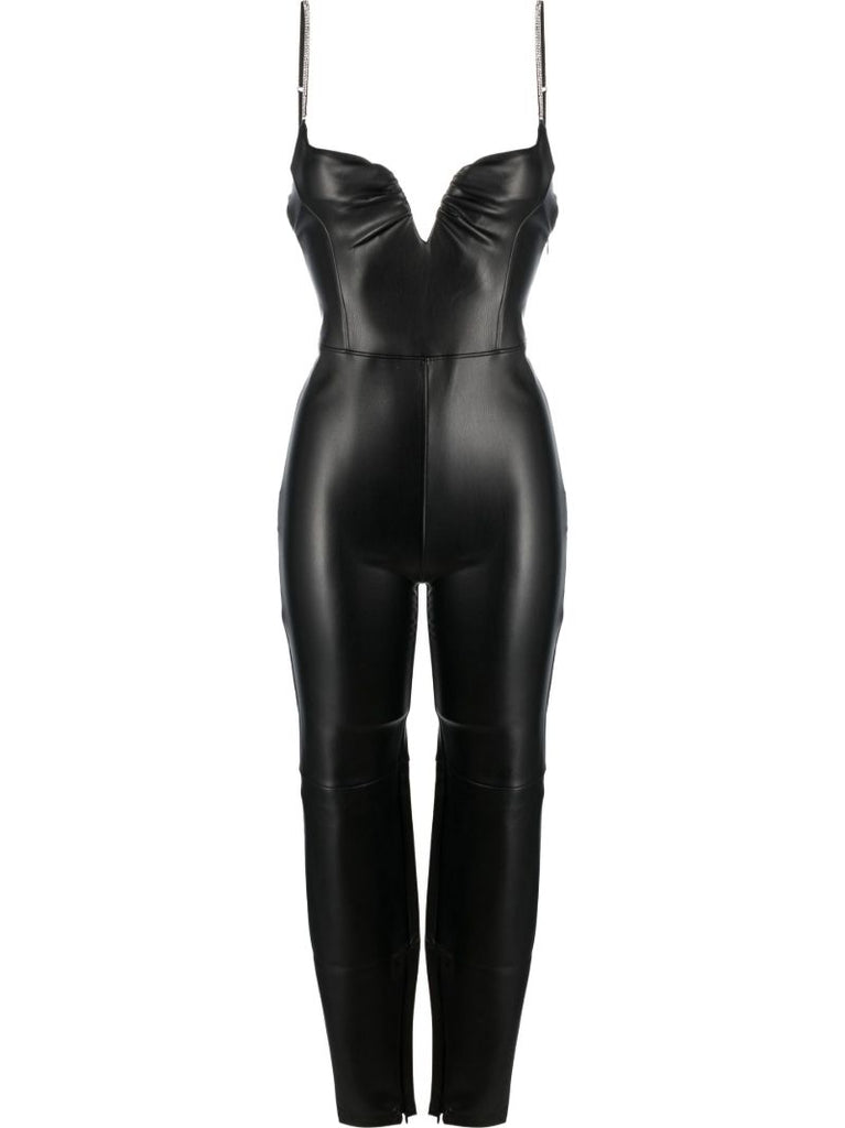 Black Zander Faux-leather Jumpsuit