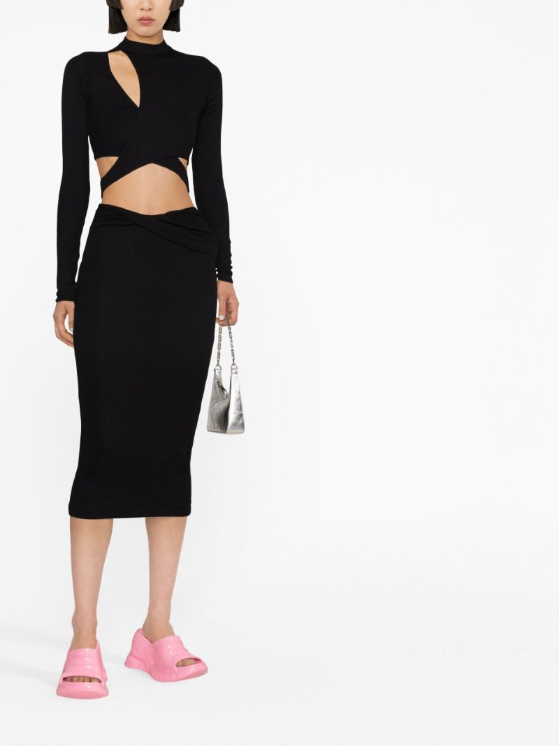 Black Bowie Crossover Midi Knitted Skirt