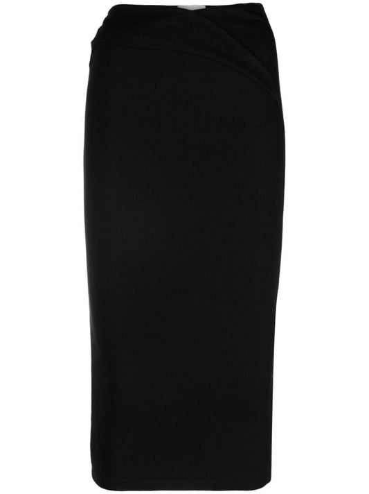 Black Bowie Crossover Midi Knitted Skirt
