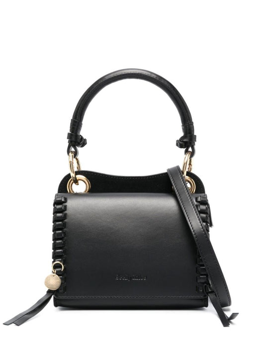 Black Tilda Mini Leather Top Handle Bag