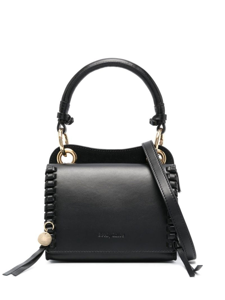 Black Tilda Mini Leather Top Handle Bag