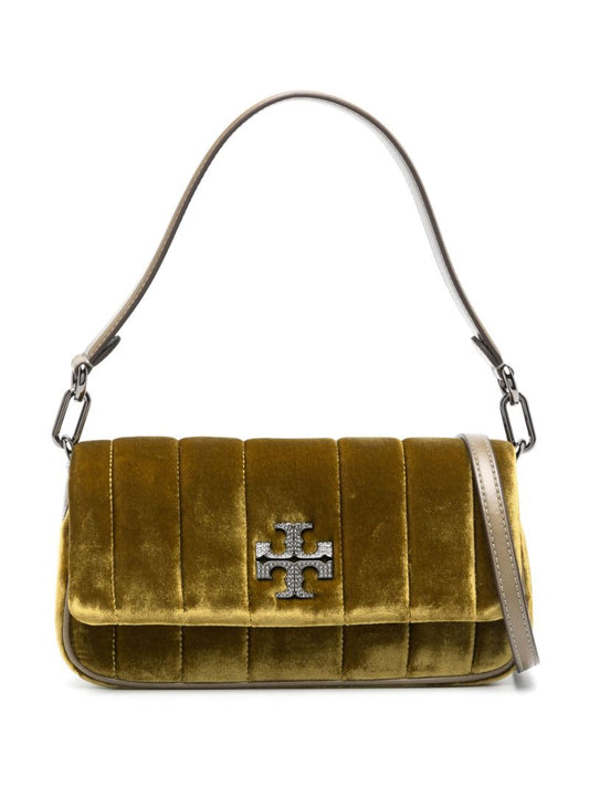 Green Kira Small Velvet Shoulder Bag
