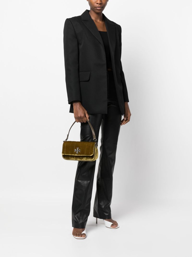 Green Kira Small Velvet Shoulder Bag