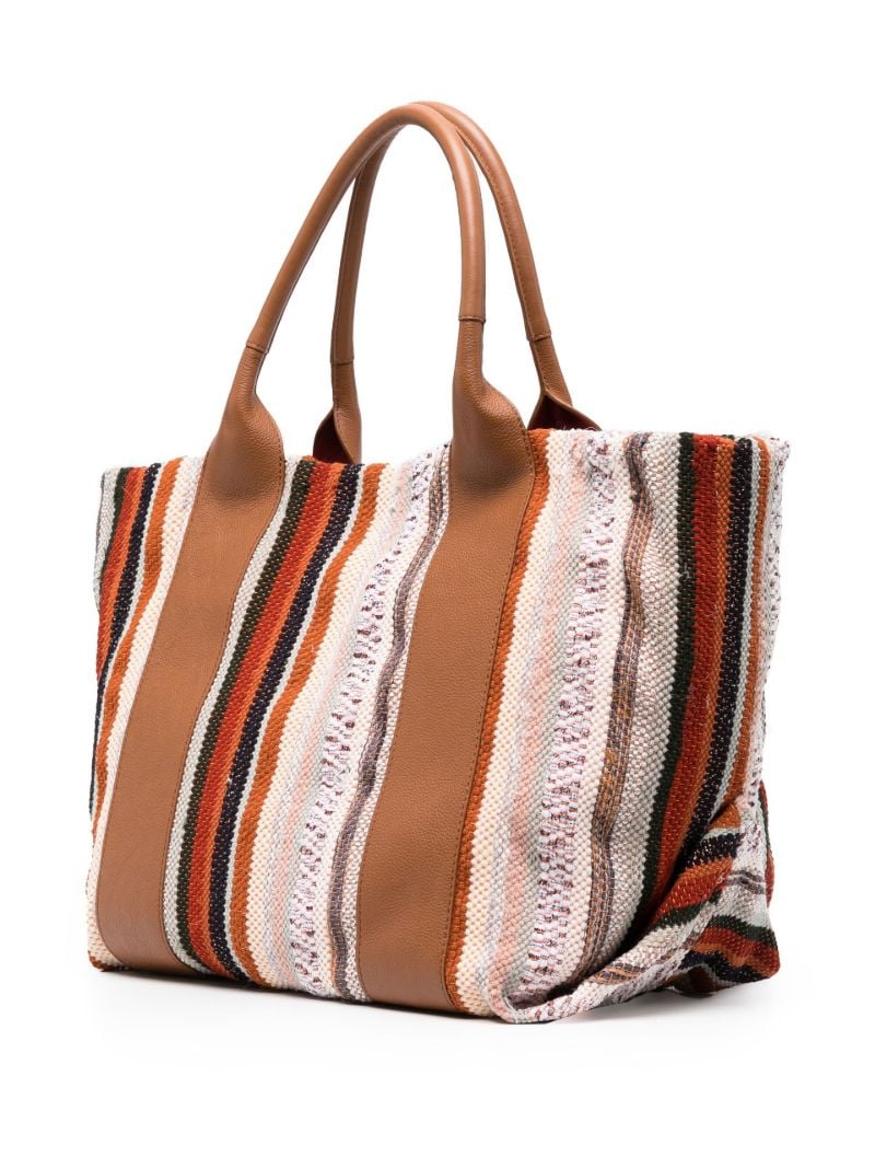Brown Laetizia Striped Cotton Tote Bag