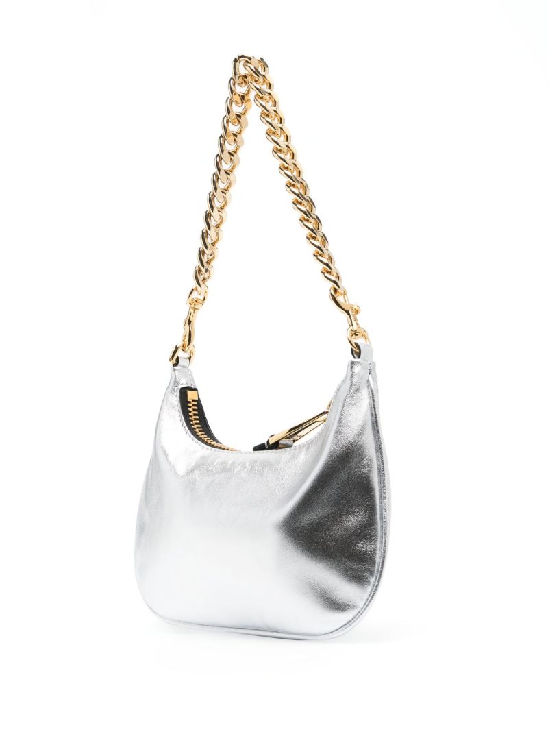 Silver Logo-lettering Leather Shoulder Bag